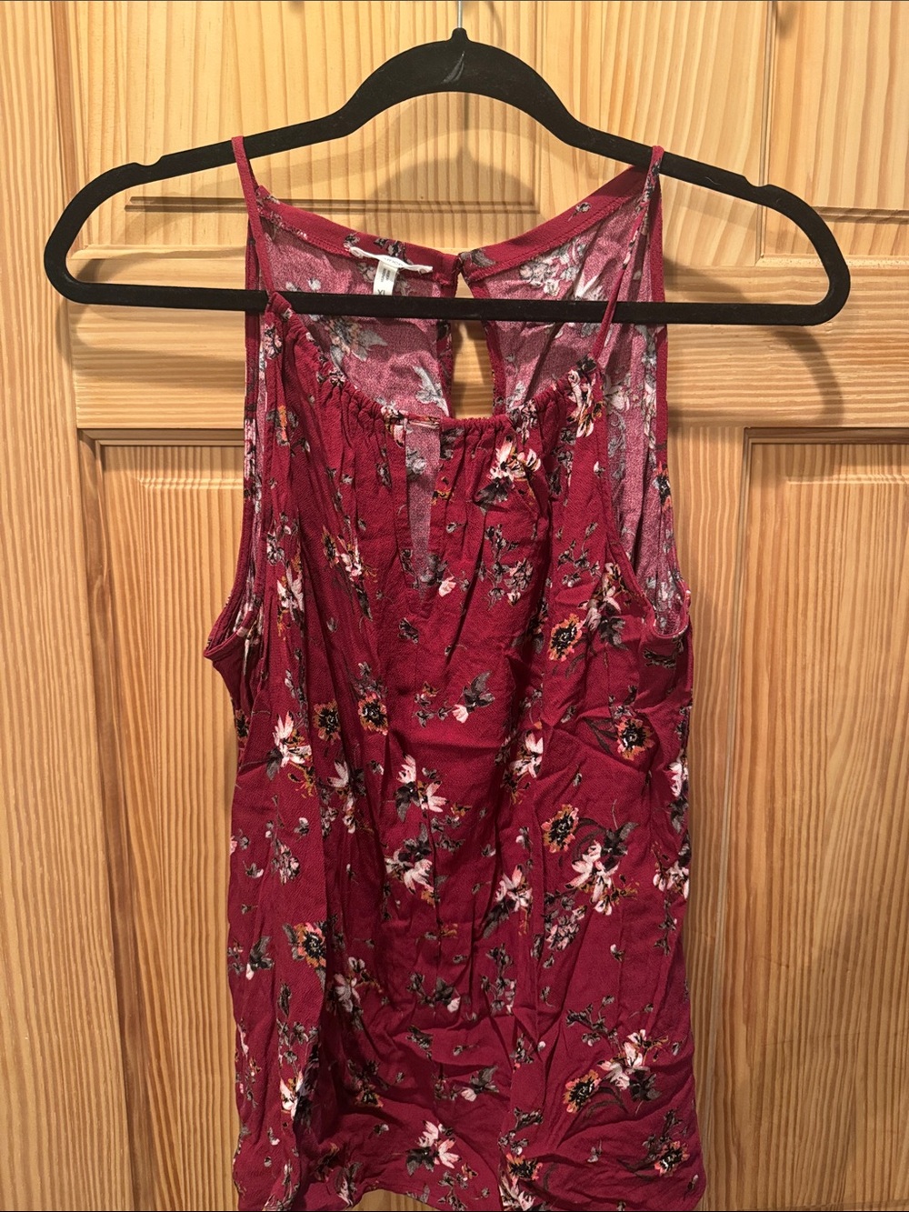 Maurices Burgundy Floral Spaghetti Strap Tank